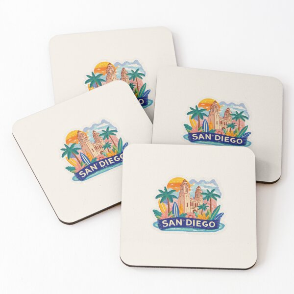 Item preview, San Diego California Vintage Travel Sticker - Retro Palm Trees & Mission Style Design designed and sold by Blurbean.