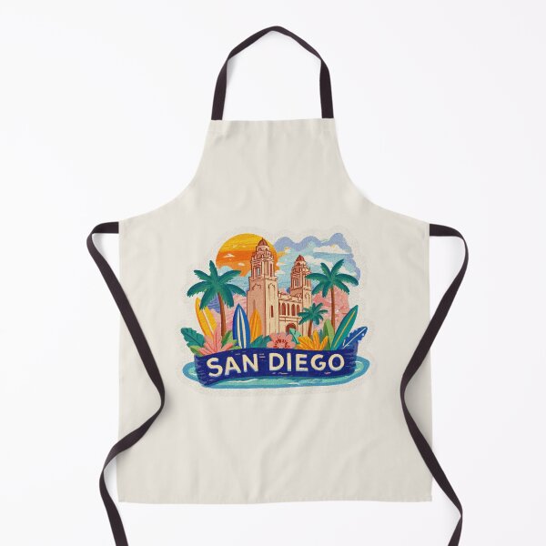 Item preview, San Diego California Vintage Travel Sticker - Retro Palm Trees & Mission Style Design designed and sold by Blurbean.