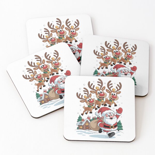 Item preview, Christmas joy with Santa and reindeers designed and sold by Nordic Echo.