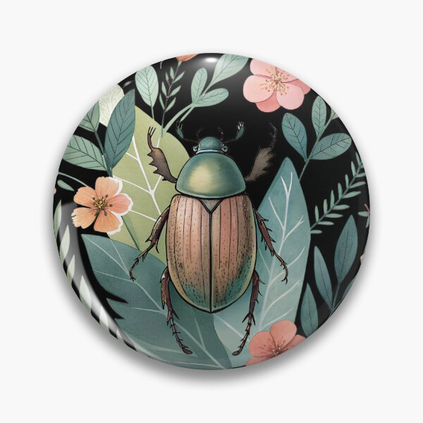 Item preview, Watercolor June Bug Illustration – Fine Art Botanical Nature Print designed and sold by VividOrganica.