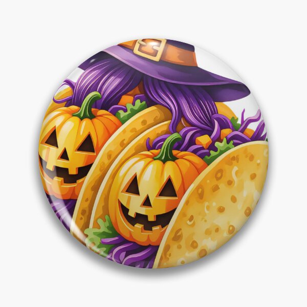 Item preview, Halloween-themed tacos featuring pumpkins and a witch's hat create a festive culinary delight designed and sold by SpaceartLilu.