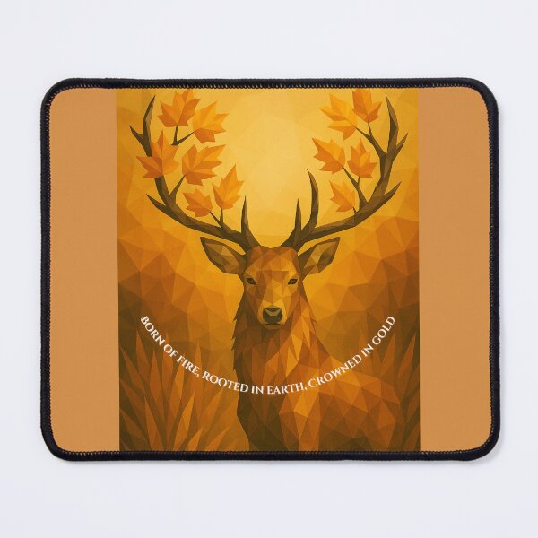 Item preview, Born of Fire, Crowned in Gold – Autumn Stag Geometric Art Print designed and sold by GeoWild Designs.