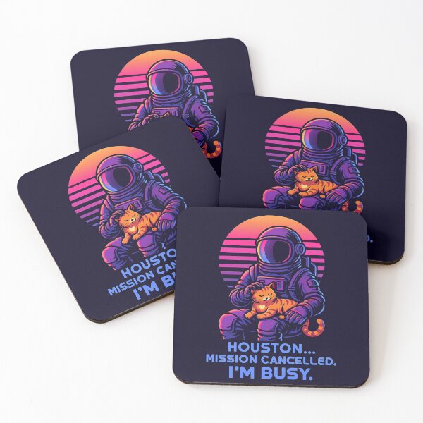 Item preview, Houston…Mission Cancelled. I’m Busy – Astronaut & Cat Synthwave T-Shirt designed and sold by catastrocat.