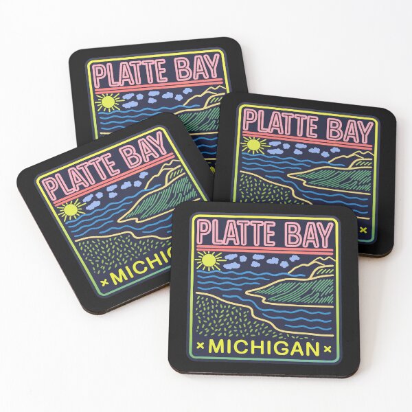 Artikelvorschau, Neon Platte Bay Lake Michigan entworfen und verkauft von TheOldMittenIllustrated.