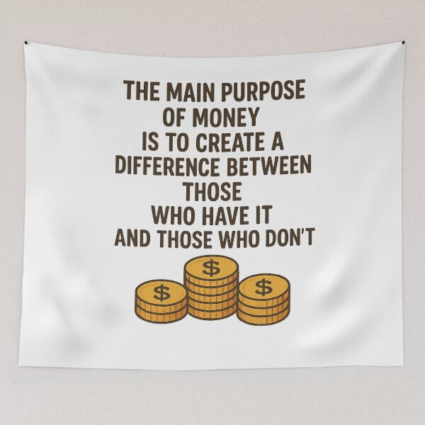 Item preview, The Main Purpose of Money Quote T-Shirt – Thought-Provoking Design with Coins designed and sold by darkan1.