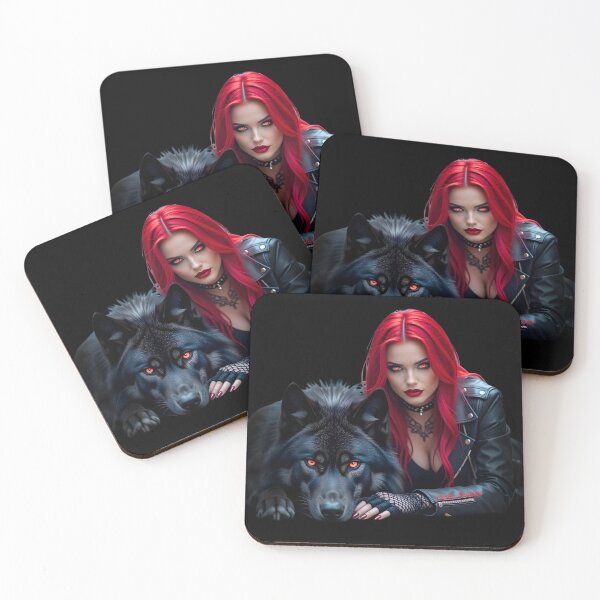 Item preview, Red Hair Gothic Girl and Her Wolf designed and sold by GothicRubette.