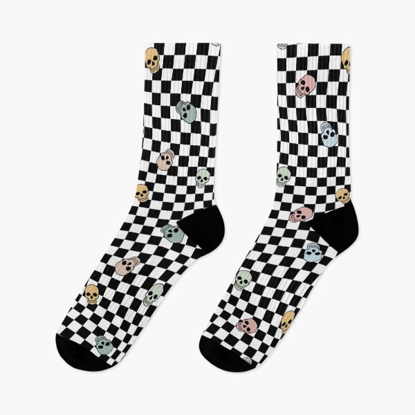 Item preview, Pastel Skulls on black and white checks designed and sold by Studio Valko.