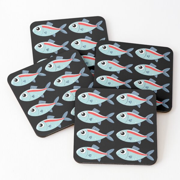 Item preview, Cute Neon Tetra Fish Pattern – Cartoon Blue and Red Aquarium Design designed and sold by VividOrganica.