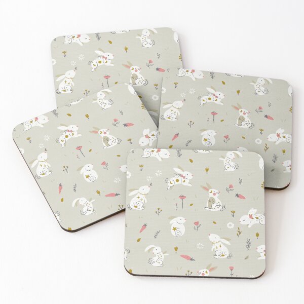 Item preview, Soft Cute Cosmic Rabbits in Field with Carrots and Flowers Pattern designed and sold by Farissa Designs.