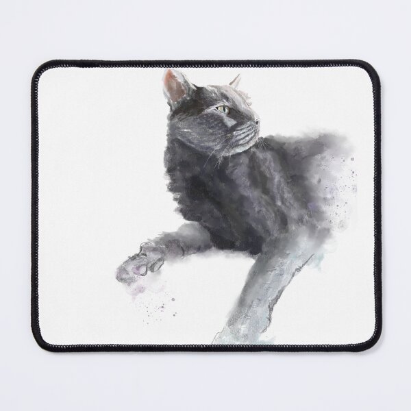 Item preview, Russian Blue Cat Watercolor Art - Gray Kitten Pet Portrait Wall Art designed and sold by HeidiArtist.