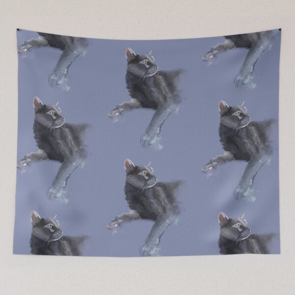Item preview, Russian Blue Cat Watercolor Art - Gray Kitten Pet Portrait Wall Art designed and sold by HeidiArtist.