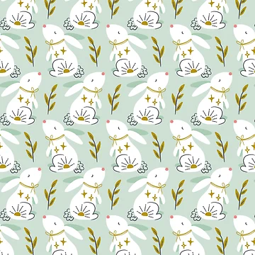 Artwork thumbnail, Cute Standing Cosmic Rabbits Pattern by Farissa Designs