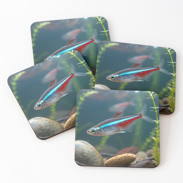 Item preview, Realistic Neon Tetra Illustration – Shimmering Blue and Red Aquarium Fish Art designed and sold by VividOrganica.