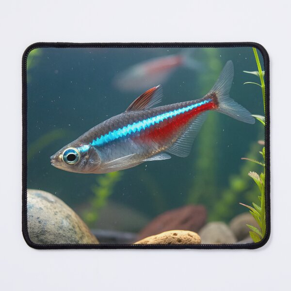 Item preview, Realistic Neon Tetra Illustration – Shimmering Blue and Red Aquarium Fish Art designed and sold by VividOrganica.