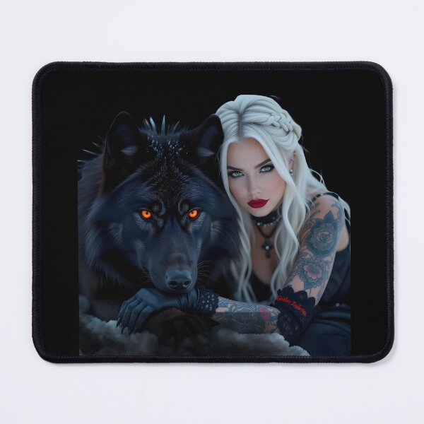 Item preview, White Hair Gothic Girl and Her Wolf designed and sold by GothicRubette.
