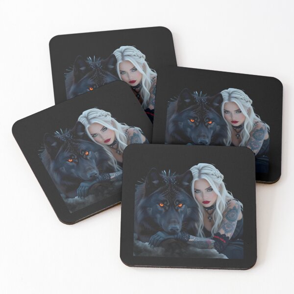 Item preview, White Hair Gothic Girl and Her Wolf designed and sold by GothicRubette.