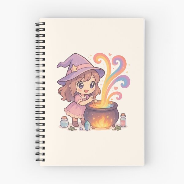 Item preview, Chibi Witch Brewing a Rainbow Potion designed and sold by LuKreate.