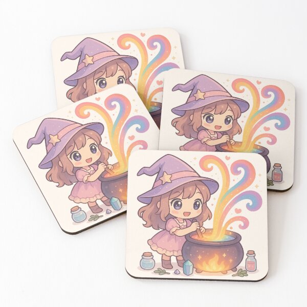 Item preview, Chibi Witch Brewing a Rainbow Potion designed and sold by LuKreate.
