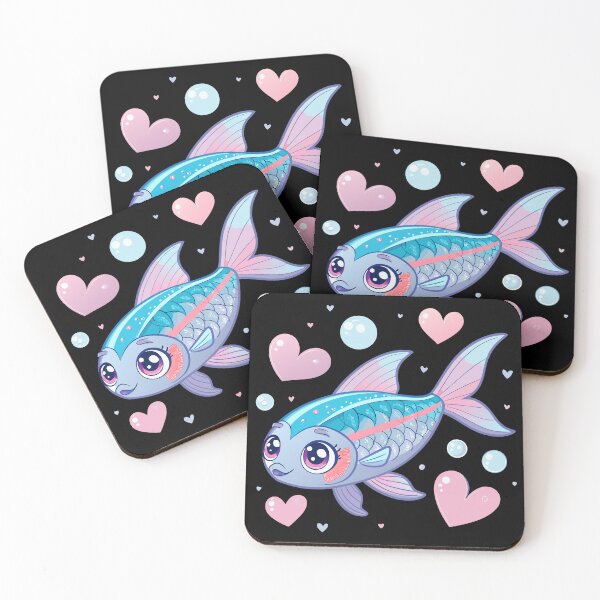 Item preview, Kawaii Neon Tetra Sticker – Cute Pastel Fish with Sparkling Eyes and Heart Bubbles designed and sold by VividOrganica.