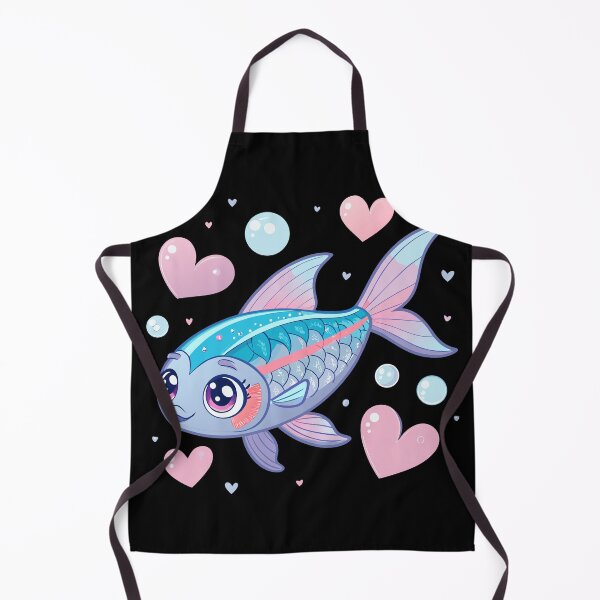 Artikelvorschau, Kawaii Neon Tetra Sticker – Süßer Pastellfisch mit funkelnden Augen und Herzblasen entworfen und verkauft von VividOrganica.