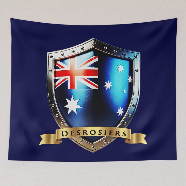 Item preview, Desrosiers Family Australia Shield, Bold Heritage Crest designed and sold by Highlandkings.