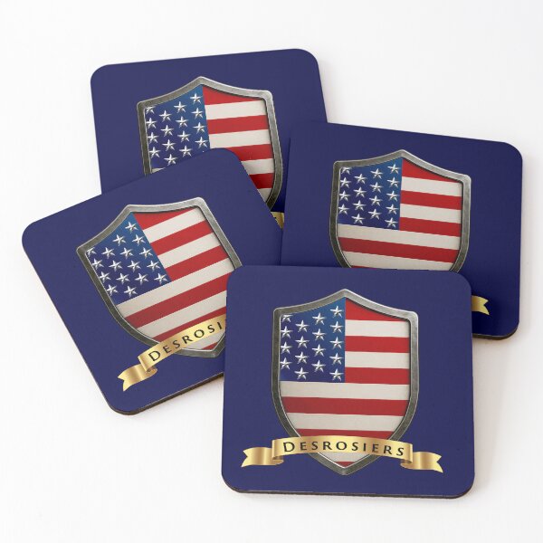 Artikelvorschau, Desrosiers Family USA Schild, Stars & Stripes Wappen des Stolzes entworfen und verkauft von Highlandkings.