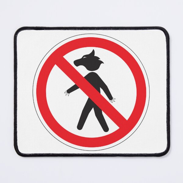 Item preview, No Werewolf Sign – Humorous Signage for Fantasy Parties designed and sold by Panneaux et signalisations - NPOITEVIN.