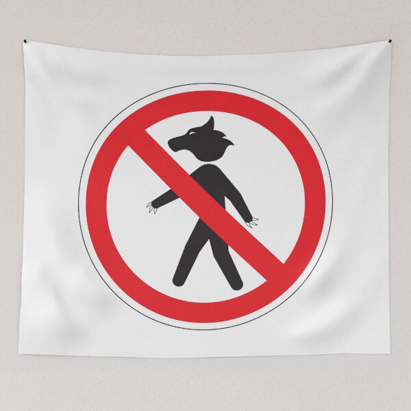 Item preview, No Werewolf Sign – Humorous Signage for Fantasy Parties designed and sold by Panneaux et signalisations - NPOITEVIN.