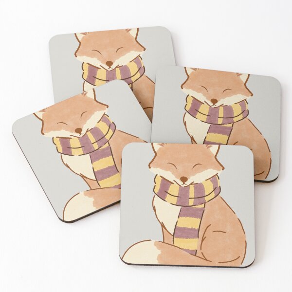 Item preview, Fox with Red and Gold Scarf - Cute Magical Animal Drawing designed and sold by JujuArtss.