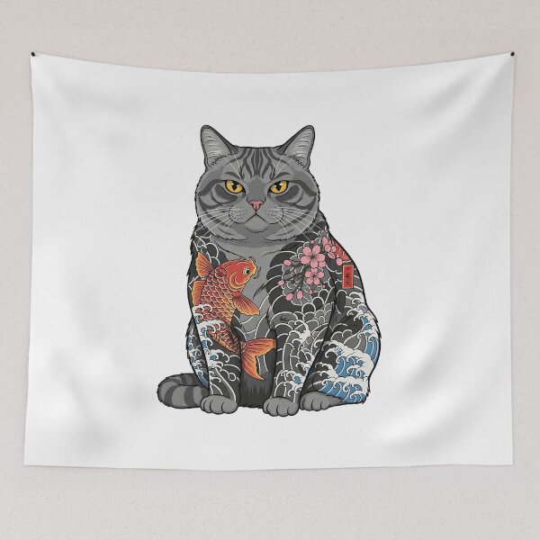 Item preview, Gangster Cat with Japanese Tattoos designed and sold by Apex Designs.