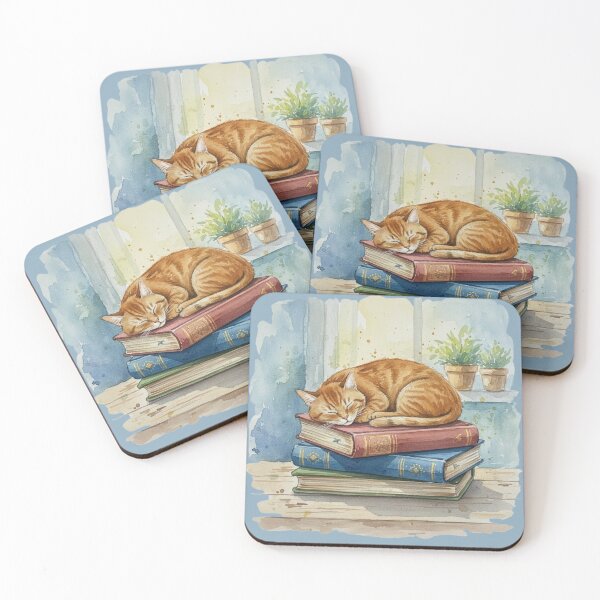 Item preview, Ginger Cat Book Lover Watercolor Scene designed and sold by Gear Camel.