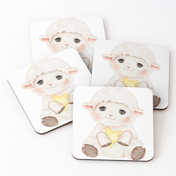 Item preview, Adorable watercolor lamb holding a golden star. Hand painted with soft beige and pastel tones, this cute illustration brings a gentle and cozy charm, perfect for sweet and dreamy designs. designed and sold by eves_aquadreams.