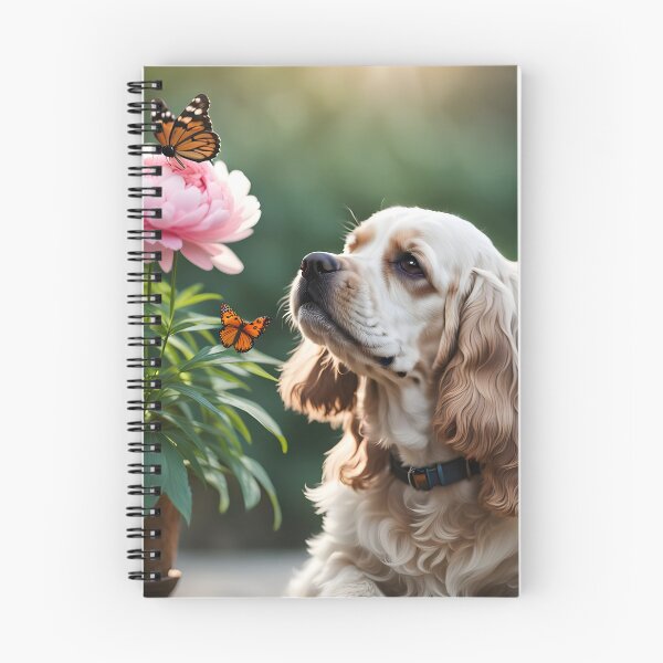 Item preview, Spaniel with butterfly, lemonroan orangeroan   american cocker spaniel with peonie designed and sold by Coolparrotgirl.