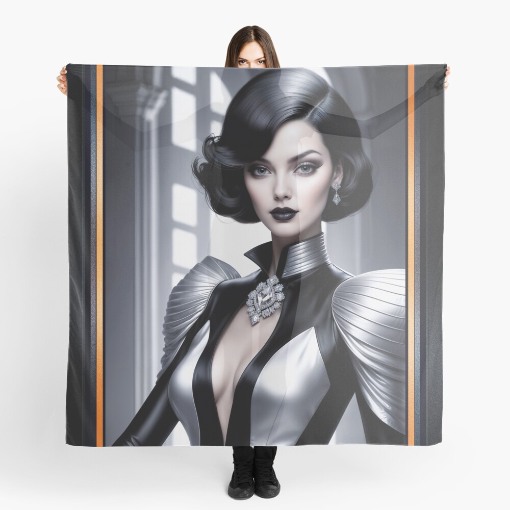 The Mysterious Classic Allure Of Sabianna Bellarosa Stunning AI Concept Art by Xzendor7 Decorative Art Print Ladies Scarf