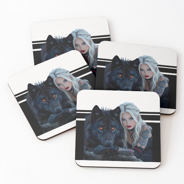 Item preview,  White Hair Gothic Girl and Her Wolf designed and sold by GothicRubette.