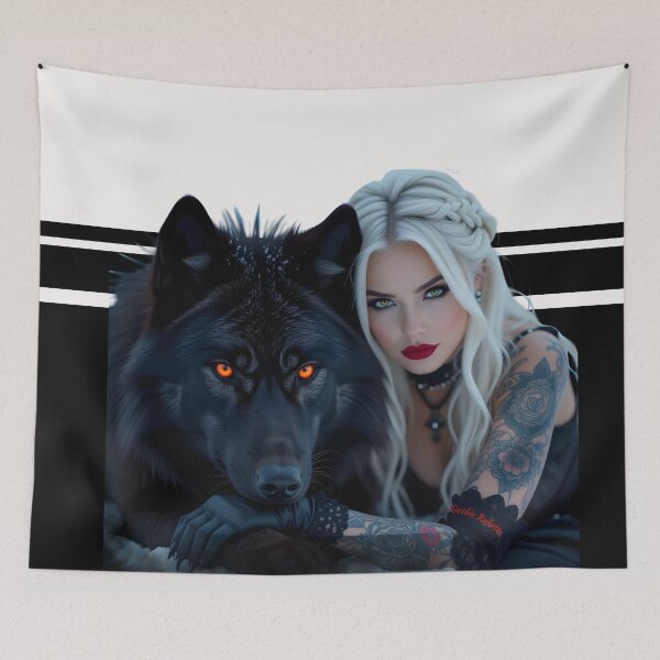 Item preview,  White Hair Gothic Girl and Her Wolf designed and sold by GothicRubette.