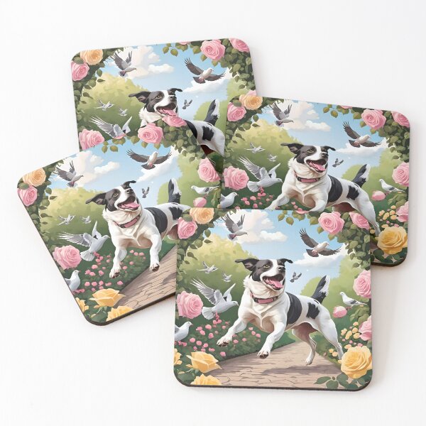 Item preview, Dog Chasing Pigeons in the Rose Garden designed and sold by Ciervo Primavera.