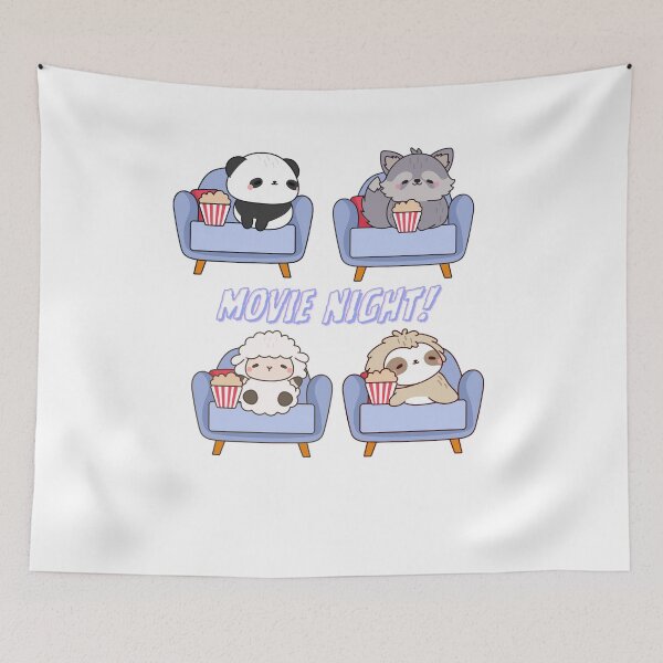 Item preview, Cute Animals "Movie Night!" Art  designed and sold by MiraDesignCo.