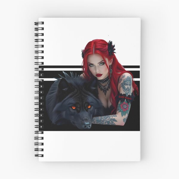 Item preview, Red Hair Gothic Girl and Her Wolf designed and sold by GothicRubette.