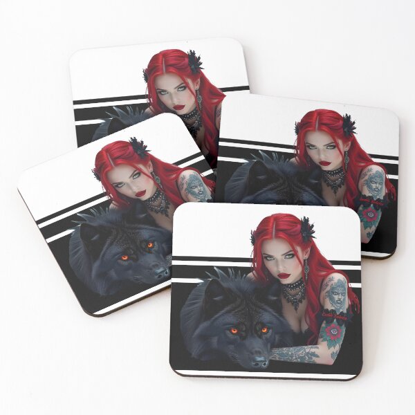 Item preview, Red Hair Gothic Girl and Her Wolf designed and sold by GothicRubette.