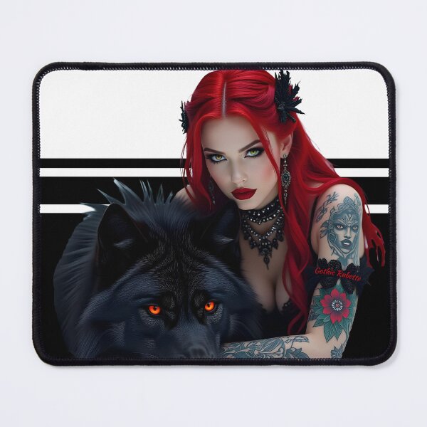 Item preview, Red Hair Gothic Girl and Her Wolf designed and sold by GothicRubette.