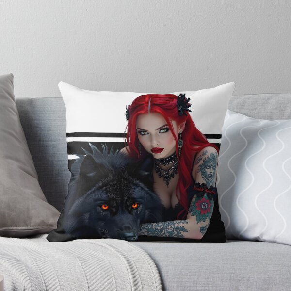 Item preview, Red Hair Gothic Girl and Her Wolf designed and sold by GothicRubette.