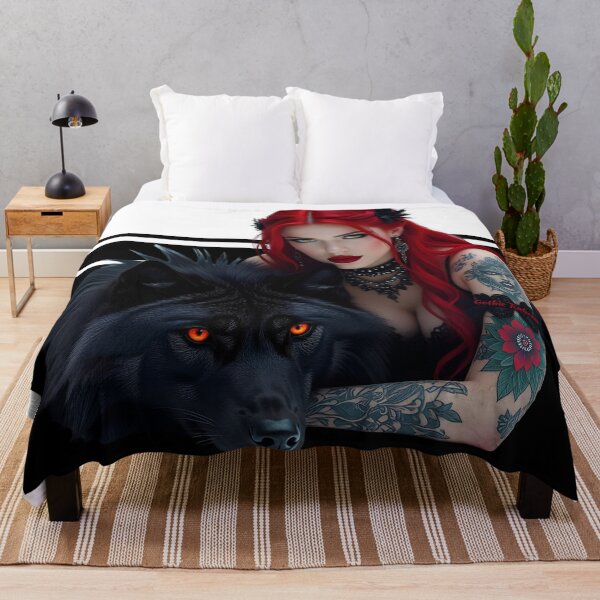 Item preview, Red Hair Gothic Girl and Her Wolf designed and sold by GothicRubette.