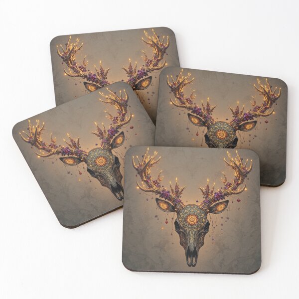 Item preview, Ornate Stag Skull with Illuminated Antlers designed and sold by InezPhotography.
