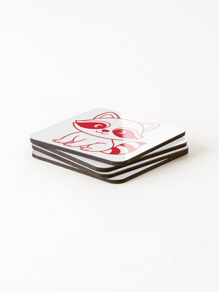Thumbnail 4 of 5, Coasters (Set of 4), Color Racoon - Red designed and sold by AngelMiette.