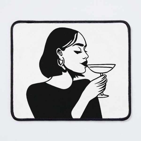 Item preview, Line Art Woman Drinking Cocktail designed and sold by CleanLineStudio.