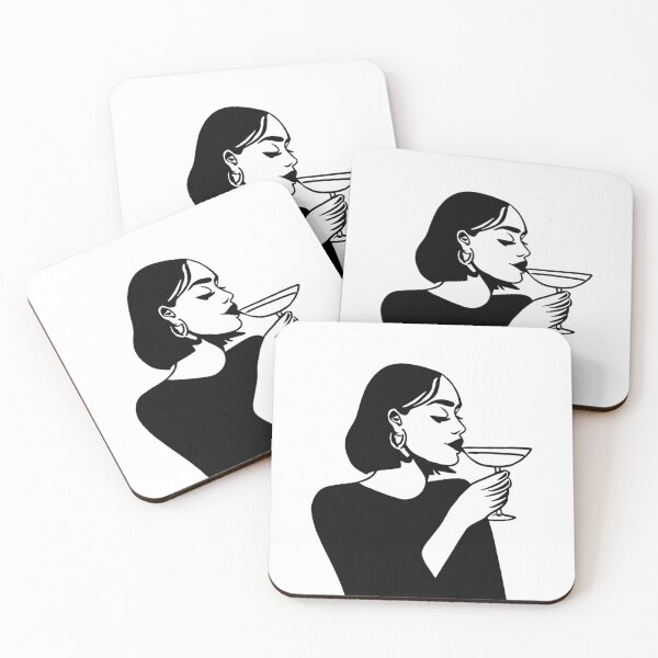 Item preview, Line Art Woman Drinking Cocktail designed and sold by CleanLineStudio.