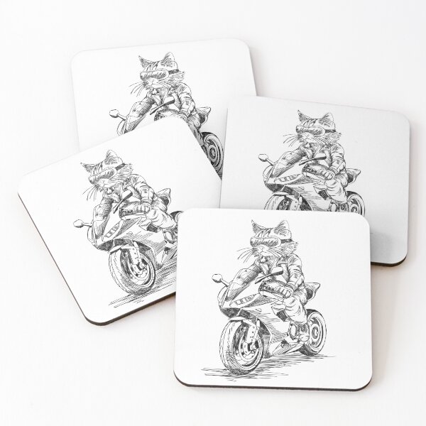 Item preview, Cool Cat Riding Motorcycle – Fun Doodle Illustration designed and sold by Way-Of-Art.