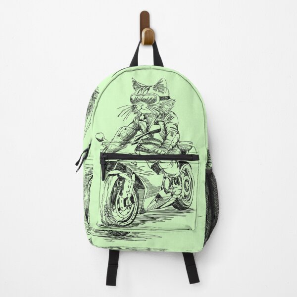 Item preview, Cool Cat Riding Motorcycle – Fun Doodle Illustration designed and sold by Way-Of-Art.
