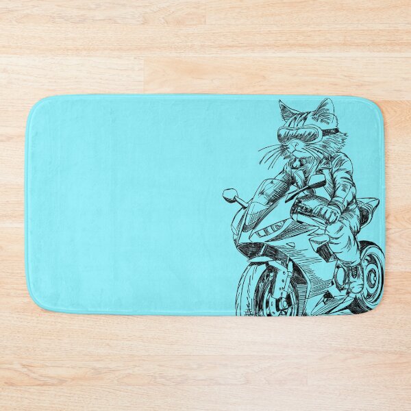 Item preview, Cool Cat Riding Motorcycle – Fun Doodle Illustration designed and sold by Way-Of-Art.